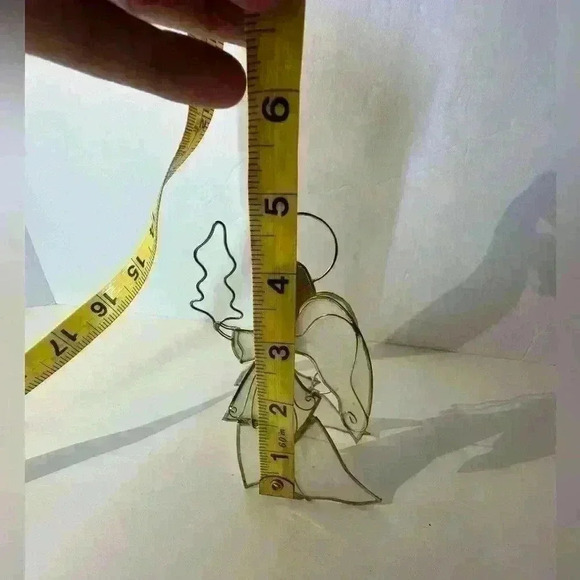 Vintage Capiz Shell Gold Metal Angel With Tree Christmas Ornament 5” - Picture 5 of 7